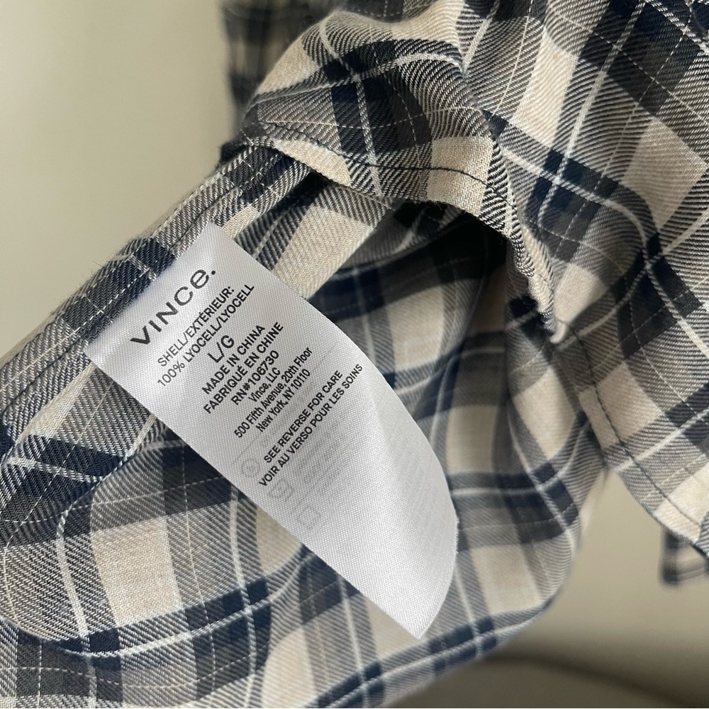 Vince Lyocell Checkered Button Down Long Sleeve S… - image 5